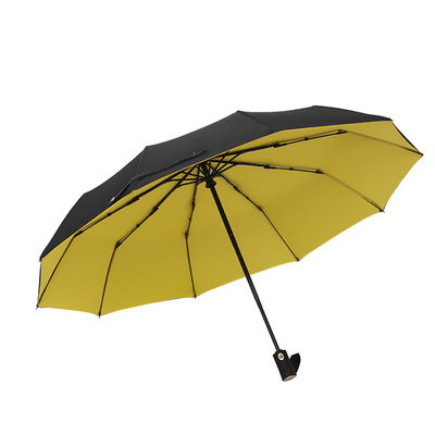 雨伞全自动双层伞折叠加大十骨黑胶自动伞三折防晒遮阳伞定制logo