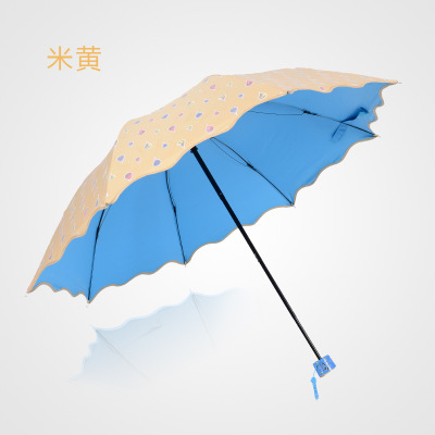 折叠伞遮阳伞 加厚黑胶彩胶公主防晒伞三折晴雨伞礼品伞
